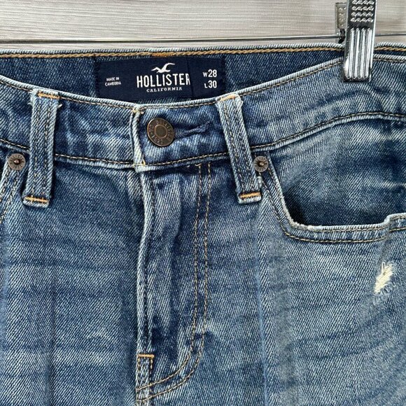 Hollister Jeans Mens 28 Skinny Epic Flex Medium Wash Cotton Pockets Distressed - Picture 5 of 10